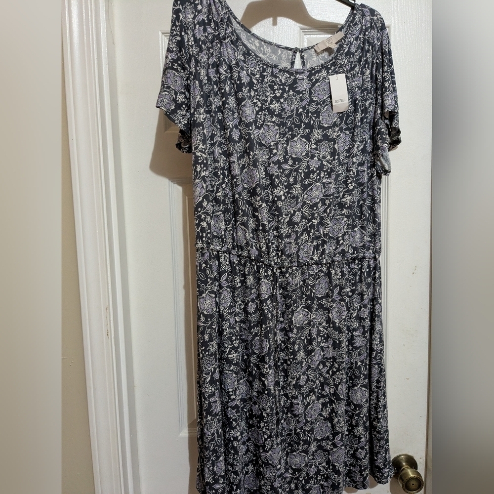 LOFT Blue and White Floral Dress NWT 16